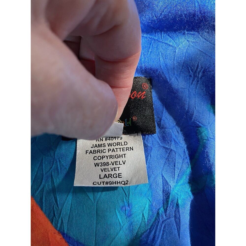 Jams World Sz L Hula Moon Trademark Hawaii Shift Cobalt Blue Yellow Floral Dress - Picture 5 of 9